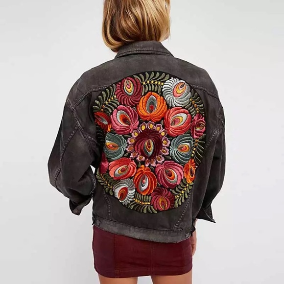 Restocking!!  Distressed embroidered denim jacket - Picture 7 of 7